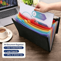 Pochette de rangement pour documents A4 13P en tissu imperméable avec fermeture élastique, multi-poches, logo personnalisé