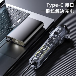 F-35 Multi Function Car Window Breaker Hammer With <b>Roller</b> Zoom Flashlight White Laser Emergency Rescue <b>Tool</b> Type C Charging - Product Image 1