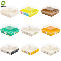 Boîte à Sandwich en Carton Kraft Jetable pour Salade et Restauration Rapide à Emporter avec Couvercle Transparent