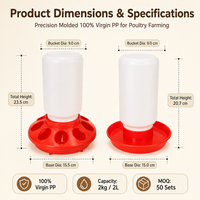 Nouvelle mangeoire à oiseaux en plastique PP rouge et blanc de 2 kg et abreuvoir pour oiseaux de 2 litres, mangeoires et abreuvoirs portables pour animaux