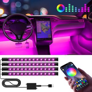 <span class=keywords><strong>Bande</strong></span> lumineuse <span class=keywords><strong>LED</strong></span> flexible RGB de haute qualité pour l'ambiance de la voiture, accessoires intérieurs décoratifs, lumière ambiante musicale sans fil - Product Image 2