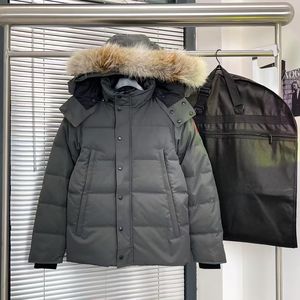 Haute qualité classique hiver manteau hommes femmes grande taille vent imperméable noir réversible fermeture éclair fourrure conception à capuche oie doudoune - Product Image 1
