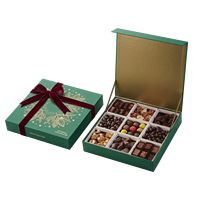 Boîte d'emballage de chocolat pliante en forme de livre de luxe imprimée sur mesure, boîte cadeau en papier rigide avec fermeture magnétique