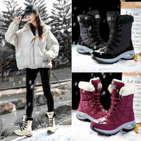 Chaussures de ski à semelle unique, bottes de neige pour femmes, semelle intermédiaire chaude en peluche épaisse, hiver, neige, village, ski en plein air, grande chaussure en coton, acier