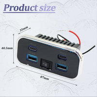 Siège de bus de voiture à charge rapide étanche 12V 24V Prise de chargeur de port USB avec interrupteur Double Usb a et Double Usb C