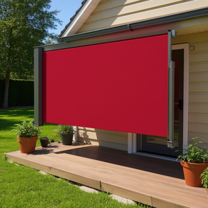 Auvent latéral rétractable rouge pour terrasse, 39,4 x 118,1 pouces, fixation murale, abri extérieur, fonctionnement manuel, structure en aluminium - Product Image 2