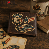 Lembar Stiker Kiss Cut Kustom Tampilan Vintage Kraft Elang Barat Topi Koboi Stiker Tahan Air untuk Helm Dompet Botol Logo