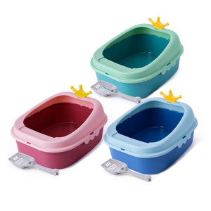 <b>Cat</b> <b>Litter</b> Box Pink Rectangle Semi Enclosed Splash Proof Odor Control With Scoop For <b>Cats</b> - Product Image 3