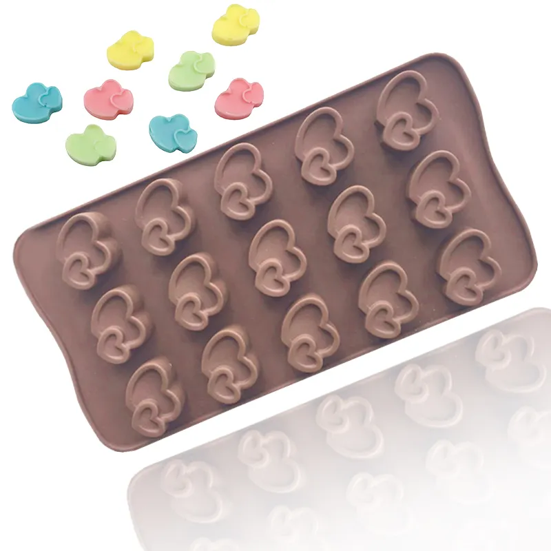 070 double heart shape serie regalo di san valentino stampo per cioccolato in silicone strumenti per la fornitura della cucina stampo per sapone vassoi per ghiaccio stampo in silicone