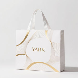 Sacs en papier d'emballage pour le shopping en carton recyclé personnalisés blancs avec poignée, sacs en papier rouges avec votre propre logo - Product Image 2