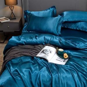 Factory Sale Abrasion-Resistant <strong>Royal</strong> <strong>Blue</strong> Cloud Satin 100% Polyester Sheet &amp; Pillowcase Sets for Durable All-Season <strong>Bedding</strong> - Product Image 4