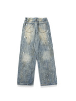 Jean ample vintage gothique pour homme de haute qualité, taille mi-haute, délavage clair, effet vieilli, graffiti, 100 % coton, style hip-hop