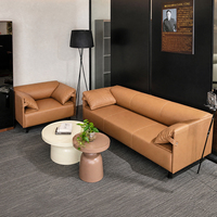 Juego de Sofás de Cuero Ejecutivos Modernos Personalizados, Muebles de Estilo Europeo de Lujo para Recepción, Oficina o Sala de Espera, para 2-5 Personas
