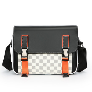 Borsa Ventiquattrore da <span class=keywords><strong>Uomo</strong></span> Fuliya Fashion in PU, Cartella Business Multifunzionale di Grande Capacità con Motivo a Quadri, Borsa a Tracolla da Viaggio - Product Image 1