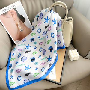 Women Cute <strong>Square</strong> <strong>Scarf</strong> Faux Silk 65*65 cm Fashion Accessory Trendy Printed <strong>Square</strong> <strong>Scarf</strong> Soft Faux Silk Neck Hair <strong>Scarf</strong> OEM/ODM - Product Image 4