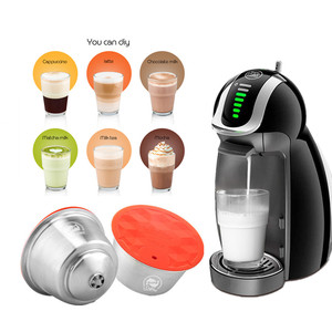 Cápsulas de Café Reutilizables de Acero Inoxidable, Cápsulas de Leche Recargables con Tapa de Silicona, Compatibles con DG Genio Piccolo XS <span class=keywords><strong>Mini</strong></span> Me - Product Image 1