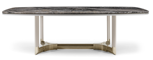 Mesa de comedor rectangular redondeada personalizada de gama alta moderna nórdica, mesa de comedor con diseño de roca de mármol - Product Image 5