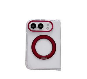 Clear Electroplated Magnetic <b>Ring</b> Kickstand Shockproof PC Case with Wireless Charging Compatible for Foldable Flip <b>Phone</b> - Product Image 4