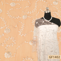 Tissu en dentelle fait main Luhai GF1402A à prix compétitif OEM, broderie personnalisée pour mariée de luxe, maille, tulle, perles et sequins
