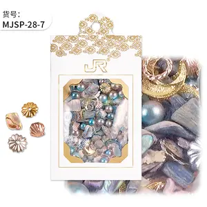 新包装日本风格3D美甲壳海壳箔美甲艺术贴纸珍珠金属装饰美甲壳