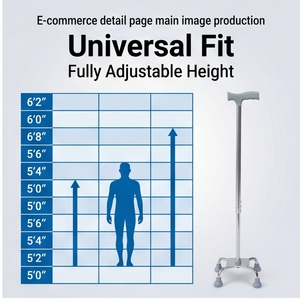 Canne réglable avec base antidérapante, bâton de marche léger en aluminium pour personnes âgées, aide à la mobilité, récupération post-chirurgicale - Product Image 6