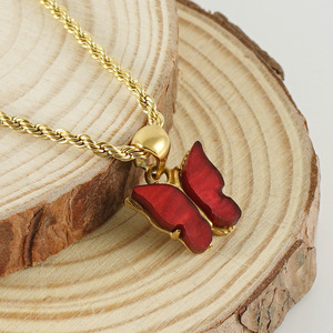 ZOGXIN Butterfly Necklace Gold Chain Red Pendant Women's Everyday Wear - Product Image 3
