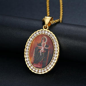 Collie-colliers récoliques en acier inoxydable, bijoux avec pendentifs de la vierge marie, réticule, avec colier - Product Image 2