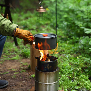 ถุงมือกันความร้อนกลางแจ้ง หนังวัว ทนไฟ อุปกรณ์ป้องกันการปรุงอาหาร บาร์บีคิว สีเหลืองเอิร์ธโทน 1 คู่ - Product Image 2