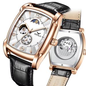 Montre Homme Carrée Drioshipping ONOLA Décontractée à Cadran Creux et Volant d'Hélice, Étanche, Mécanique, Bracelet en Cuir ON6848 - Product Image 1