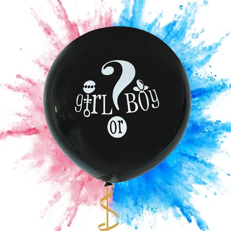 Junge oder Mädchen 36 Zoll benutzer definierte Riesen schwarz Geschlecht enthüllen rosa blau Herz Konfetti Latex Ballon für Baby-Dusche Party Dekoration