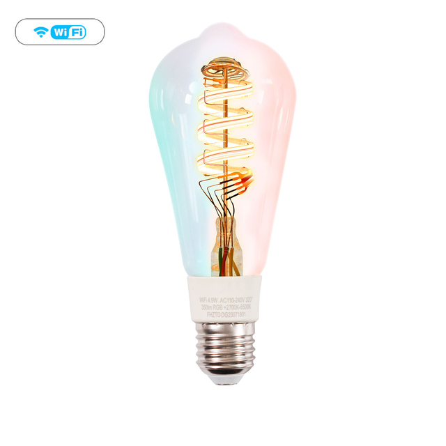WiFi Smart Lamp E27 AC with RGB + CW Light Dimmable LED Bulb Tuya App Voice Control Alexa Google Home Remote Control