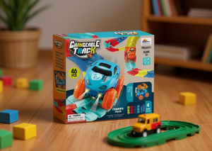 Ensemble de voitures jouets sur rail modulable, 46 pièces, en plastique, à assembler, pour enfants de 2 à 4 ans, thème transport, sans piles, modèle n° 098 - Product Image 2