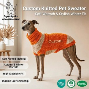 Suéter de Tricô Grosso com Gola Alta e Logo Personalizado para Cães, Premium, com Blocos de Cores, Macio, Alta Elasticidade, Ajuste Perfeito para Outono/Inverno, para Whippets e Outros Pets - Product Image 1