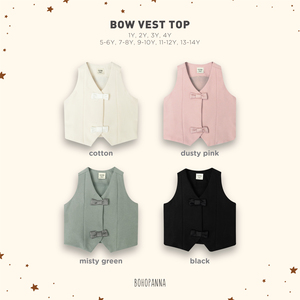 เสื้อกั๊กเด็กผู้หญิง คอวี สไตล์เดนิม แขนกุด เสื้อคลุมลำลอง โบว์สำหรับเด็กผู้หญิง คุณภาพดี โบโฮปันนา - Product Image 5