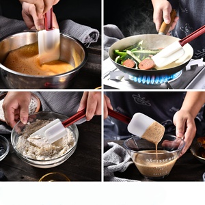 Spatules en silicone de qualité commerciale, résistantes à la chaleur jusqu'à 500°F, écologiques, compatibles lave-vaisselle, 10'', 14'', 16'', rouge et blanc, pour la pâtisserie - Product Image 3