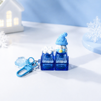 Cadeau de Noël, Père Noël, flocon de neige, LED bleue, jouet de décompression en plastique à deux boutons, porte-clés tactile