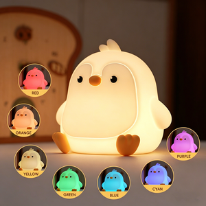 2026 Cute Penguin Silicone Tap Night Light for Kids Dimmable 30-Min Timer USB Rechargeable Soft Bedside <b>Lamp</b> for Bedroom Nursery - Product Image 1