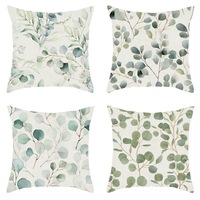 Housse de coussin décorative en feuilles séchées vertes printanières pour la maison et le canapé