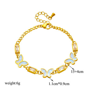 Butterfly Rhinestone Gold Chain Bracelet For Women Everyday Wear Titanium Steel Jewelry Elegant Unique Design - Product Image 4