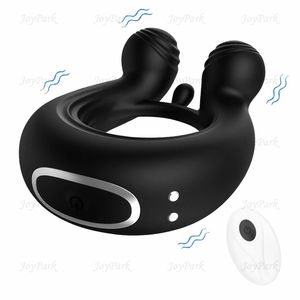JoyPark Dual Motor Tahan Air Remote Control Mainan Seks Eksotis Bergetar Cincin Penis Pengunci untuk Stimulasi Klitoris - Product Image 5
