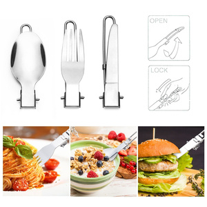 Olla Sartén Hervidor Tazas de acero inoxidable Tenedor ligero Cuchillos Cuchara Platos Cocina al aire libre Mochilero Camping Picnic Utensilios de cocina Mess Kit - Product Image 4