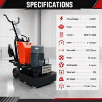 Machine à meuler les sols en béton Merrock 15KW, moteur 380V, 480kg, semi-automatique, largeur de travail 700*700mm, garantie 1 an