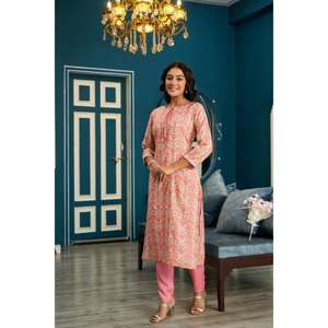 Pure Cotton Straight <b>Kurta</b> <b>for</b> <b>Women</b> Stylish Indian Suit <b>for</b> Special Occasions In Wholesale New Fashionable Floral Printed - Product Image 3