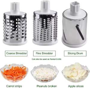 Râpe de cuisine manuelle, trancheuse à légumes avec 3 lames rotatives, râpe à fromage avec poignée, trancheuse ronde, moulin à noix - Product Image 2