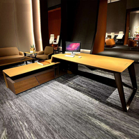 Moderni mobili da ufficio di lusso in pelle impiallacciatura MDF a forma di L Desk Manager CEO capo tavolo Executive scrivania da ufficio