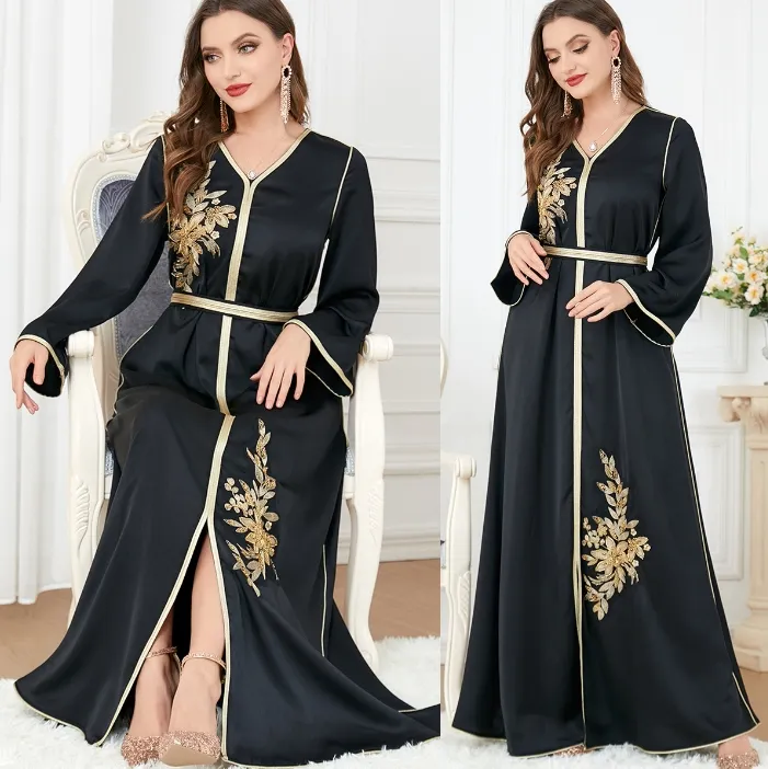 Hot selling 2024 Linen Abaya Aristocratic Plain Abaya Turkey EID Clothing Luxurious Islamic Clothes Muslim Women Dresses