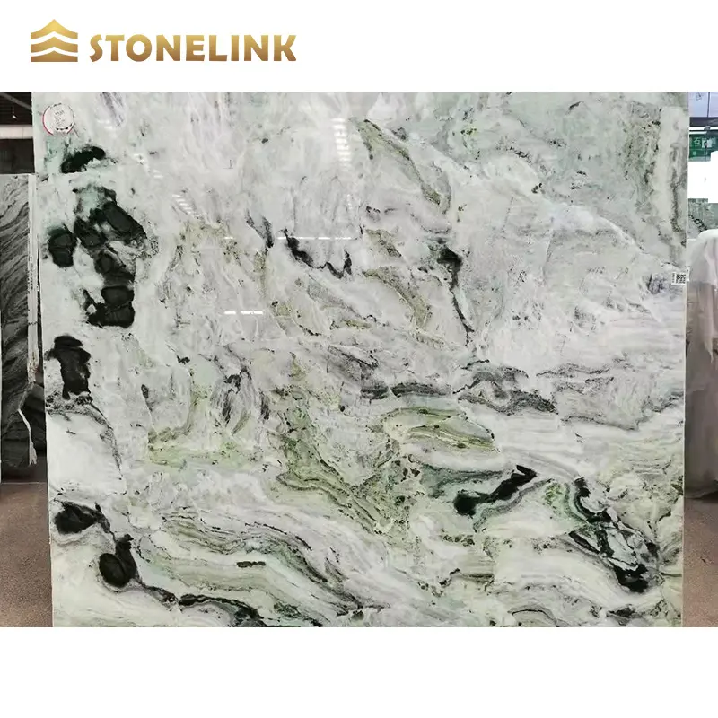 Wholesale Natural Stone Polished Marble Slab Green Calacatta Verde Marble and marble run
