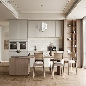 Armoires de cuisine de luxe européennes et américaines, meubles modernes en bois massif, îlot unique, peinture brillante personnalisée, armoire de cuisine en mélamine - Product Image 1