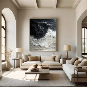 Luxury Ocean Wave Art 3D Textured Finish Canvas Acrylic <b>Large</b> Abstract Wall Art Hand Painted Interior Design Decoration - Product Image 3