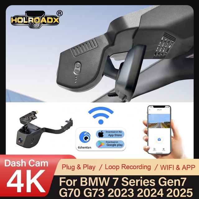 Holroadx Front 4K/Rear 1080p Video Recorder BMW 7 Series Gen7 G70/G73 2023-2025 Dual Lens 170 Angle WiFi APP G Recording